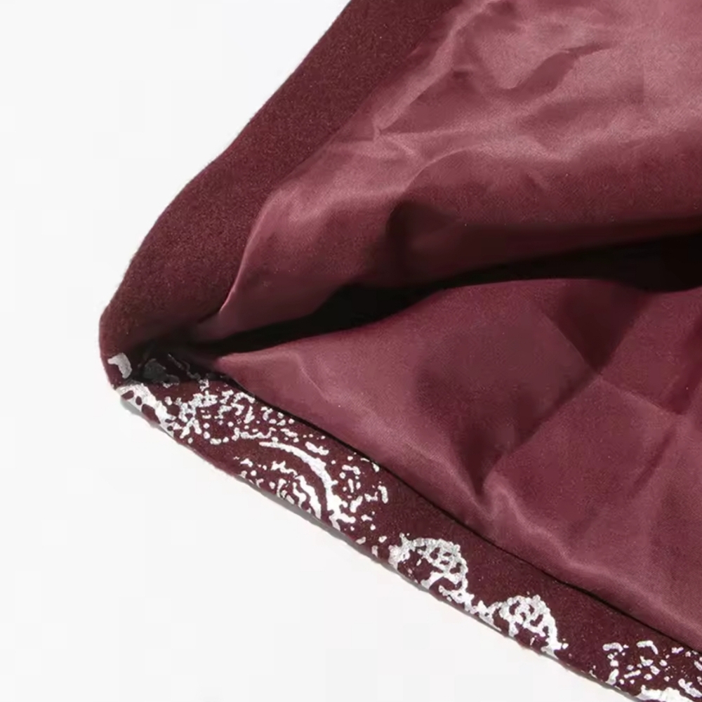 Burgundy Printing Blazers For Women Notched Collar Long Sleeve Patchwork Single - Picture 10 of 11